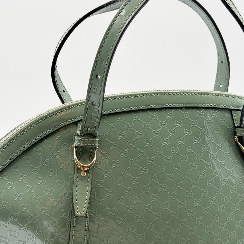 GUCCI MICROGUCCISSIMA NICE PATENT LEATHER DOME SATCHEL – GREEN - Picture 7 of 11